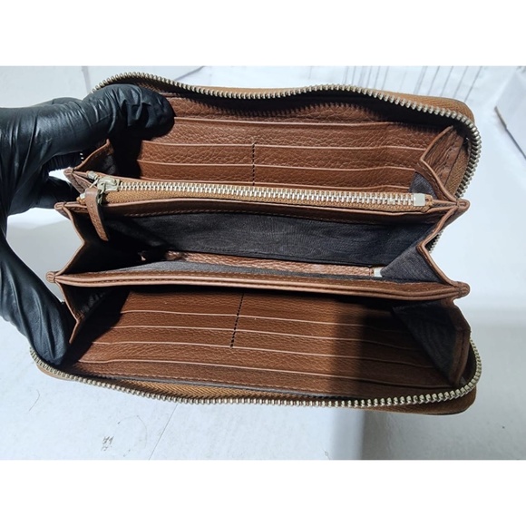 Authentic GUCCI Soho Round Zipper Long GG Interlocking Leather Wallet Brown - Picture 4 of 10